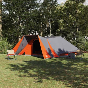 vidaXL Tipi Tent 12-persoons Grijs en Oranje taft, Verzenden, Nieuw