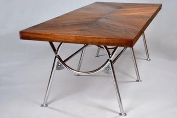 Table - Chêne - Placage de chêne des tourbières et chromé