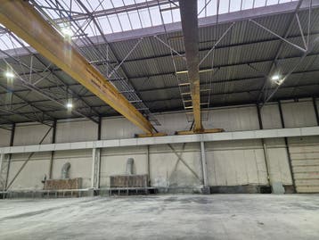 Demag enkelligger bovenloopkraan ± 23.900mm x 2x5t 001662U, Ophalen, Gebruikt