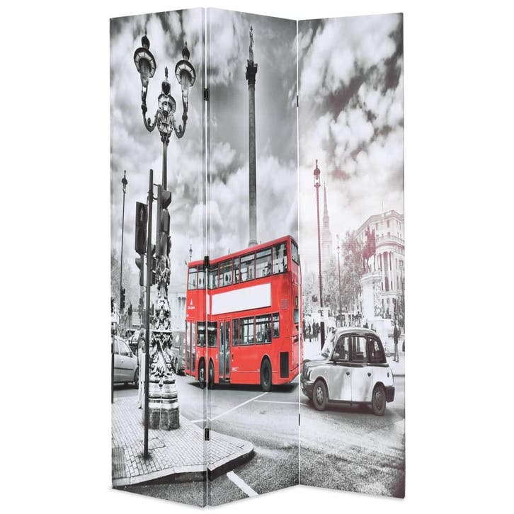 vidaXL Kamerscherm inklapbaar Londen bus 120x170 cm zwart en, Huis en Inrichting, Woonaccessoires | Overige, Nieuw, Verzenden