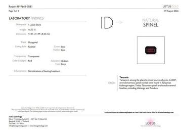 1 pcs Rouge Spinelle - 16.73 ct - Lotus Gemology (Thaïlande)