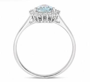 Ring - 14 karaat Witgoud - 0.75ct. tw. Aquamarijn - Diamant, Nieuw