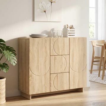 vidaXL Dressoir Sonoma Eiken 85,5 x 31 x 75 cm Bewerkt hout, Verzenden