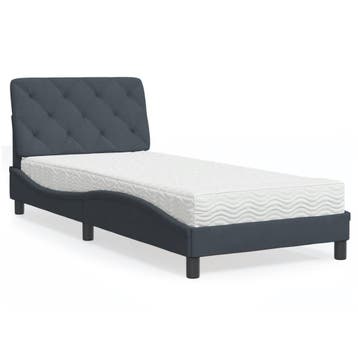 vidaXL Bed met matras fluweel donkergrijs 90x200 cm, Verzenden, Nieuw