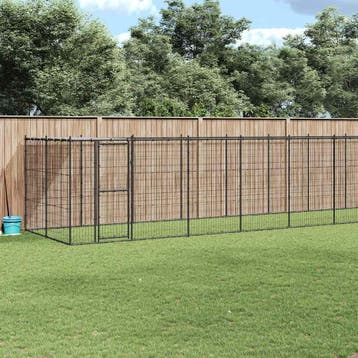 vidaXL Hondenkennel met dak 21,78 m² staal, Verzenden, Nieuw