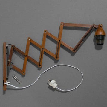 Lampe ciseaux - Laiton, Teck - design danois du milieu du