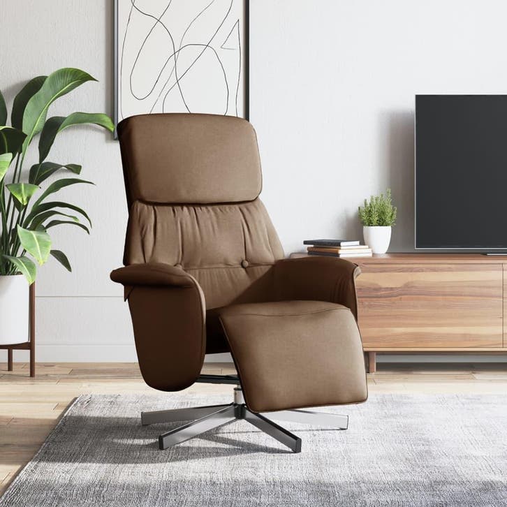 vidaXL Fauteuil verstelbaar met voetensteun stof bruin, Huis en Inrichting, Fauteuils, Nieuw, Verzenden