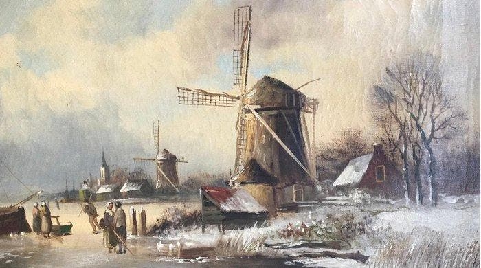 Hollandse school (XX) naar A Schelfhout - Winterlandschap, Antiquités & Art, Art | Peinture | Classique