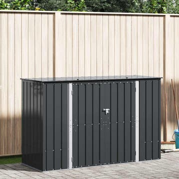 vidaXL Tuinopslagdoos Zwart 214 x 82 x 132 cm Staal, Tuin en Terras, Verzenden, Nieuw