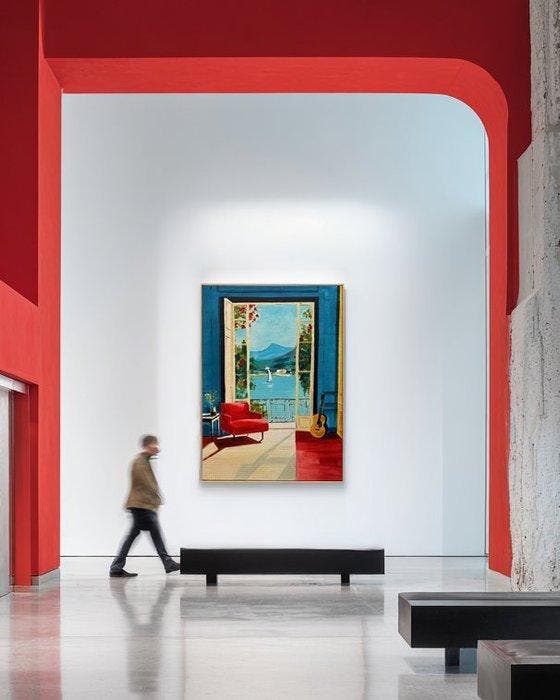E. García - Casa con vista al lago XL (no reserve), Antiek en Kunst, Kunst | Schilderijen | Modern