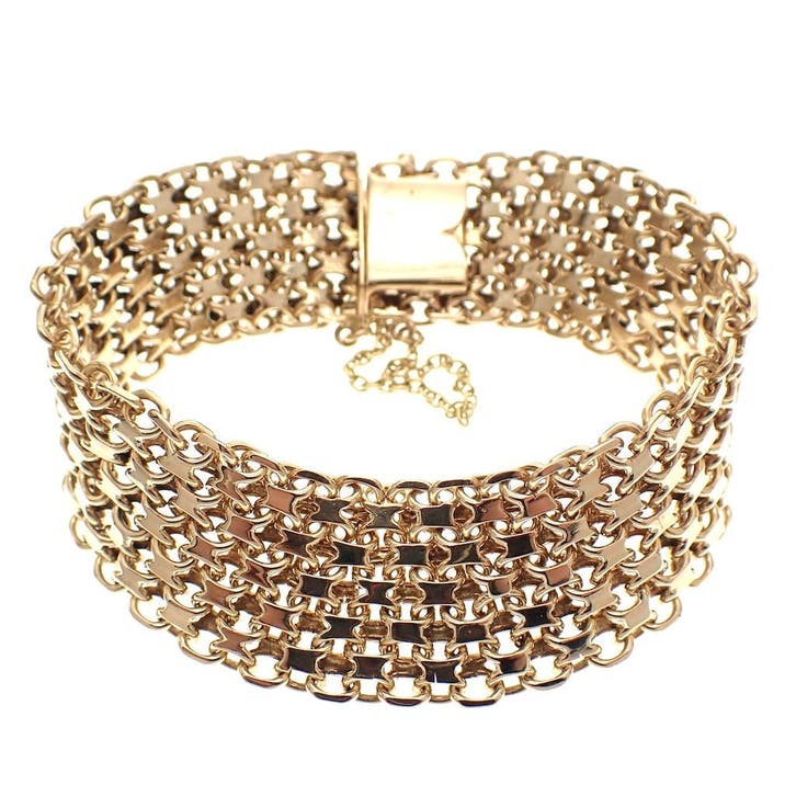 Gouden Bismarck schakelarmband., Handtassen en Accessoires, Armbanden, Goud, Gebruikt, Goud, Ophalen of Verzenden