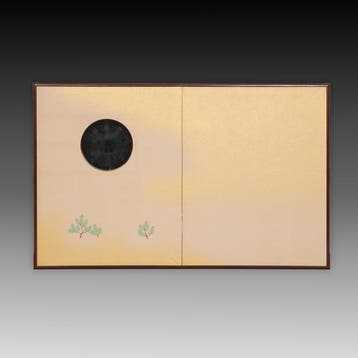 Vouwscherm  (byôbu) - Papier, Gelakt hout, bladgoud -
