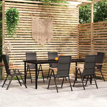 vidaXL 7-delige Tuinset zwart, Verzenden, Nieuw, Tuinset