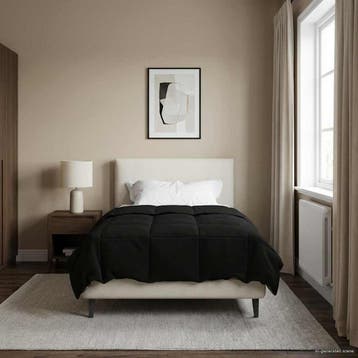vidaXL Volledig Jaar Dekbed 155 x 220 cm 4 seizoenen Zwart, Verzenden