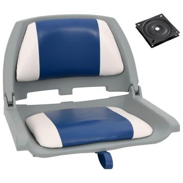 vidaXL 2-delige Bootstoelenset met blauw-witte kussens, Verzenden, Nieuw