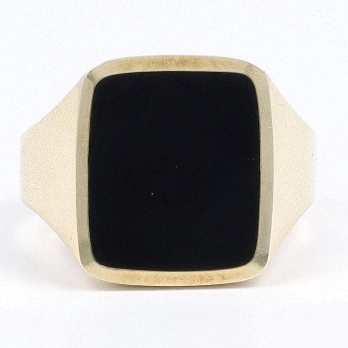Ring - 14 karaat Geel goud Onyx - Zegelring, Handtassen en Accessoires, Ringen