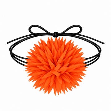 Haarband met Puntige Bloem - Veter Striklint - Oranje