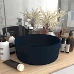 vidaXL Wastafel rond 40x15 cm keramiek mat donkerblauw, Verzenden