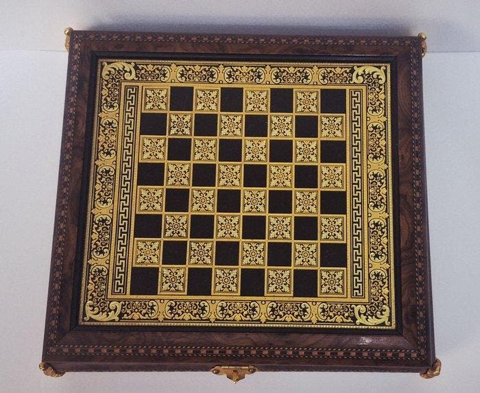 Schaakspel - Griego Damasquinado De Toledo - Metaal, Antiek en Kunst, Antiek | Speelgoed