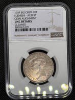 België. Albert I. 20 Francs 1934 NGC UNC (Zonder, Postzegels en Munten