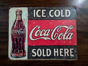 Coca-Cola - Coca-Cola ijskoud verkocht hier - Reclamebord -