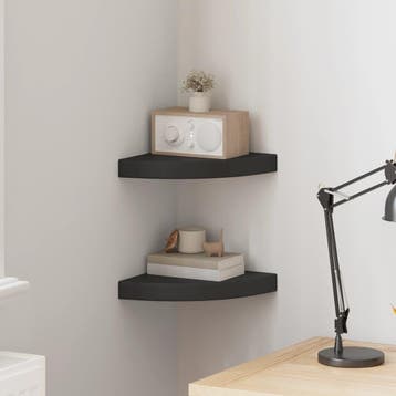 vidaXL Hoekschappen zwevend 2 st 25x25x3,8 cm MDF zwart, Verzenden