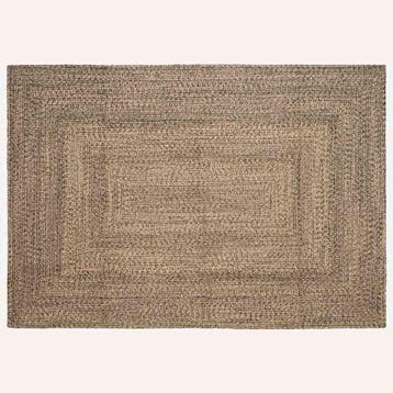 vidaXL Gebied Tapijt Naturel en Zwart 240 x 340 cm Jute, Huis en Inrichting, Stoffering | Tapijten en Vloerkleden, Verzenden, Nieuw