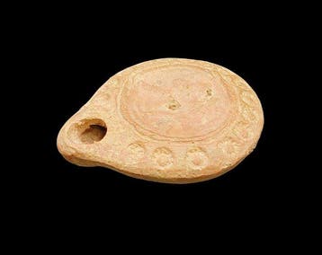 Oud-Romeins Terracotta Gladiator-olielamp (gerestaureerd) -