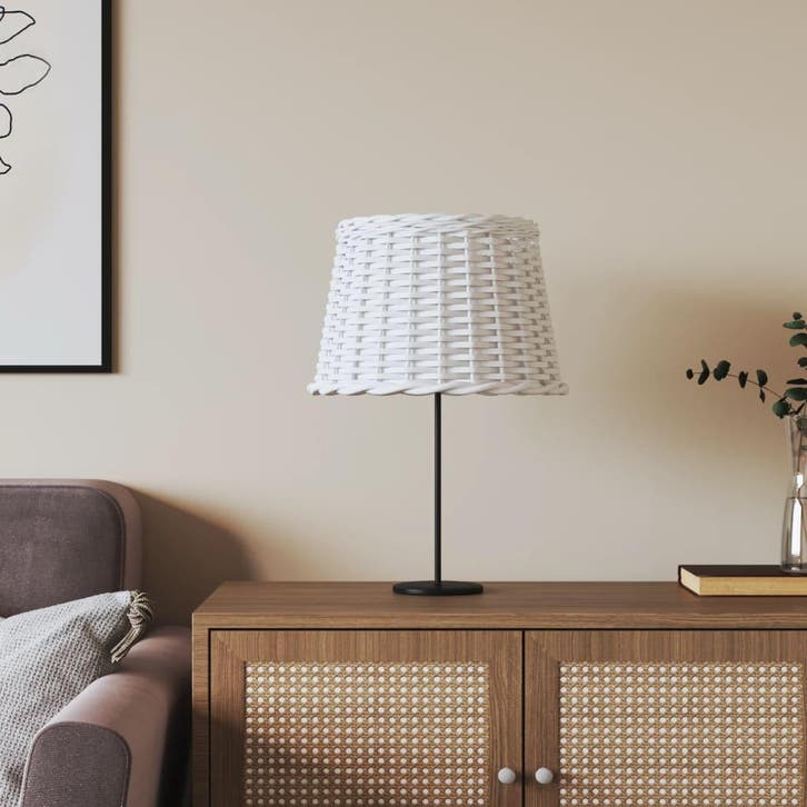 vidaXL Lampenkap Ø40x26 cm wicker wit, Huis en Inrichting, Lampen | Overige, Nieuw, Verzenden