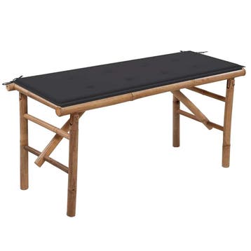 vidaXL Tuinbank inklapbaar met kussen 118 cm bamboe, Verzenden, Nieuw