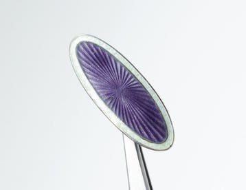 - Art Déco - 925 argent - Guilloché émaillé - Broche, Antiek en Kunst