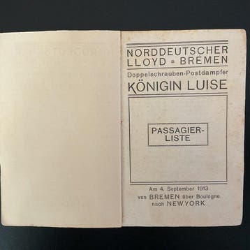 Document - Norddeutscher Lloyd - 1913 SS Königin Luise -