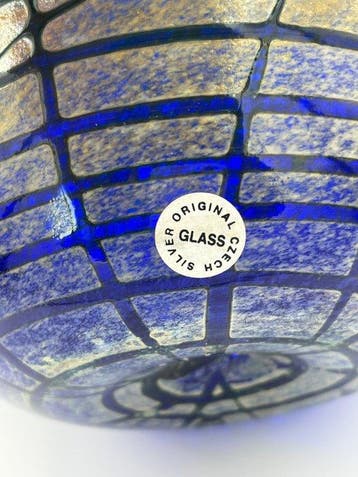 Middentafel - Kom met golvende rand - Tsjechisch kunstglas, Antiek en Kunst