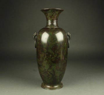 Vaas met dubbele oren - Brons - Japan - Japanse bronzen vaas, Antiek en Kunst