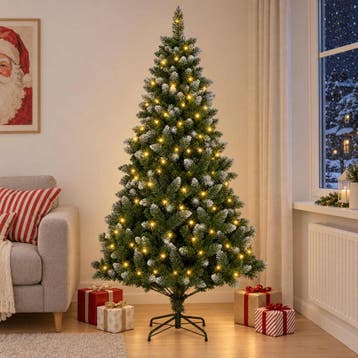 vidaXL Kunstkerstboom 210 cm 300 LEDs Warmwit PVC en, Verzenden