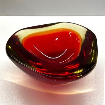 Kom - Vide Poche - Muranoglas - Geode Red&Amber Sommerso