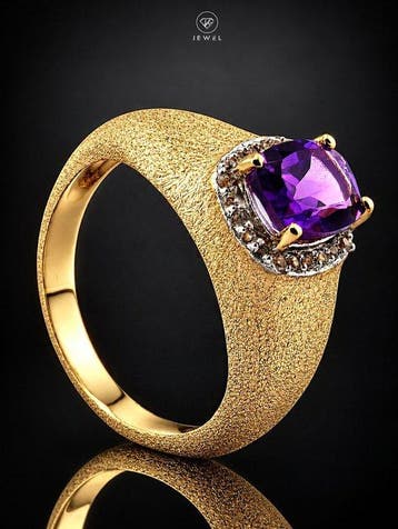 Zonder minimumprijs - Ring Paars amethist ring - 925