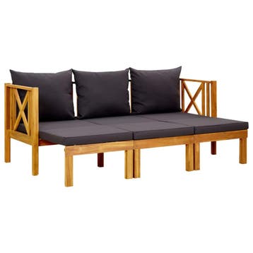 vidaXL Tuinbank 3-zits met kussens 179 cm massief acaciahout, Verzenden