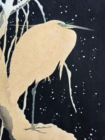 Egret on a snow-covered branch - Ohara Koson (1877-1945) -