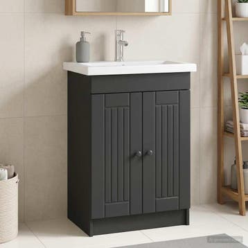vidaXL Badkamer onder Wastafel Kast Zwart 56 x 37,5 x 81 cm, Verzenden