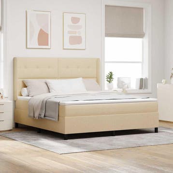 vidaXL LED Box Spring Bed met hoofdeinde Crème 180 x 200 cm, Verzenden, Nieuw