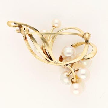 Broche - 14 karaat Geel goud - Parel