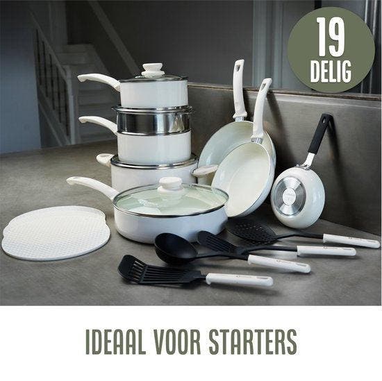 2dekans | COOCK 19-Delige Pannenset Inductie - Speciale, Huis en Inrichting, Keuken | Potten en Pannen, Ophalen of Verzenden