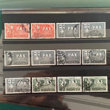 Zwitserland 1945 - Beter PAX zegels op 2 insteekkaartjes -, Gestempeld