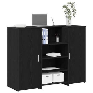 vidaXL Receptiebalie 135x50x103,5 cm bewerkt hout zwart, Verzenden, Nieuw
