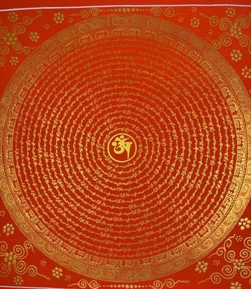 Malika Lama - Magical Red OM Mantra Mandala | Hand-Painted, Nieuw