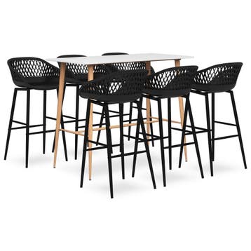 vidaXL 7-delige Barset wit en zwart, Verzenden, Nieuw