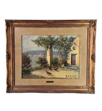 Fortunato Fontana (1936-?) - Terrazza con paesaggio