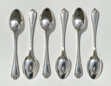 Cuillère à café (6) - style Louis XV au décor feuillagé -