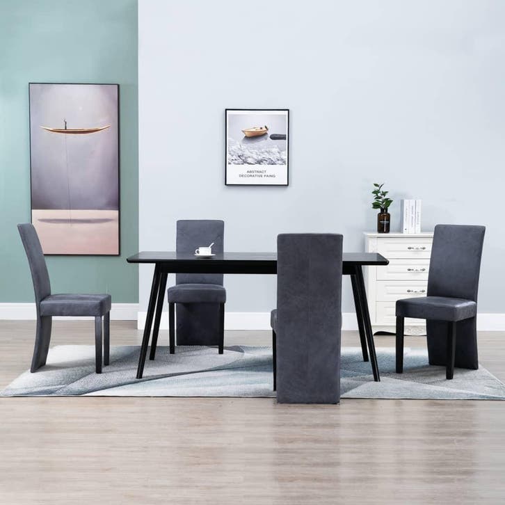 vidaXL Eetkamerstoelen 4 st kunstsuède grijs, Huis en Inrichting, Stoelen, Nieuw, Verzenden